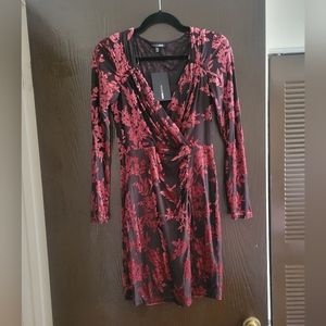 NWT Black and burgundy long sleeved party dress
